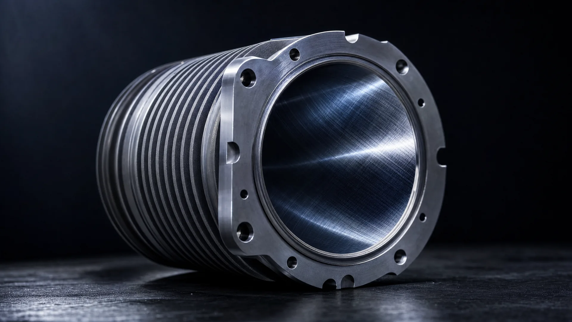 Finned engine cylinder liner with honed bore