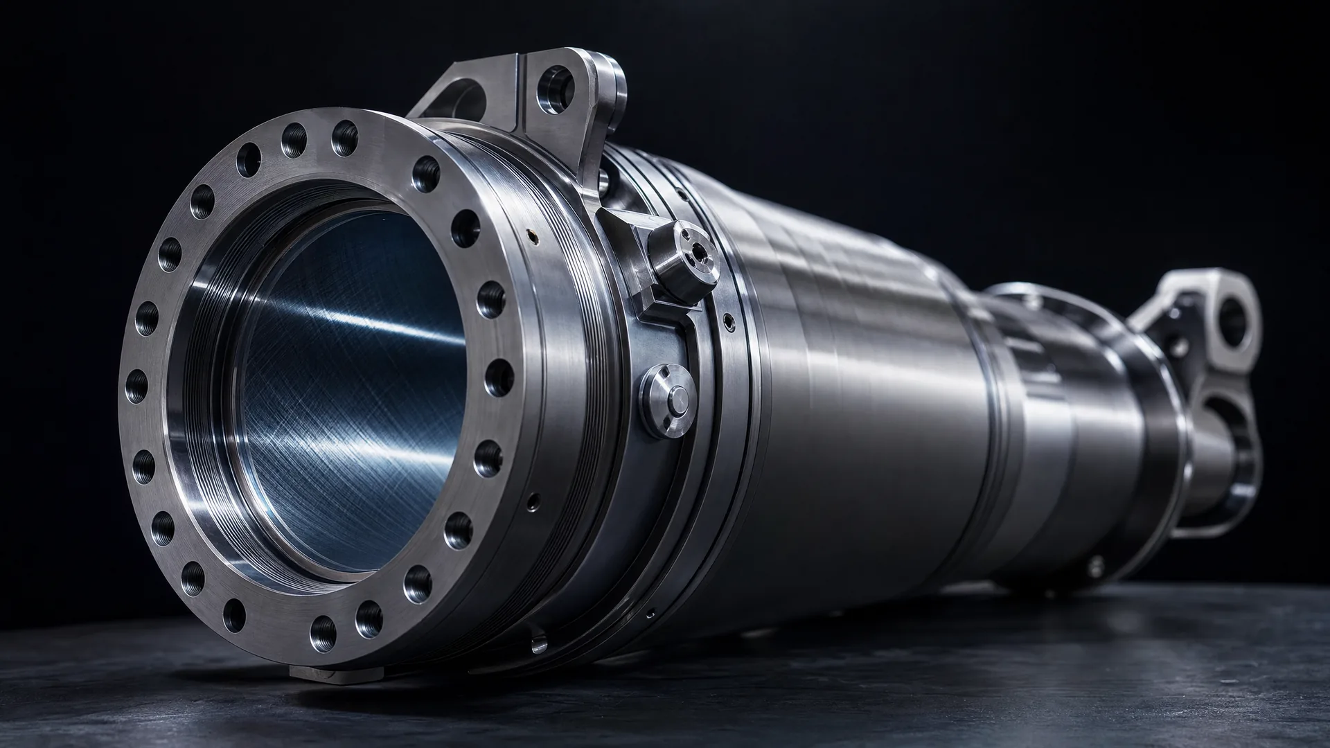 Heavy-wall landing gear cylinder with flanged mounting interface